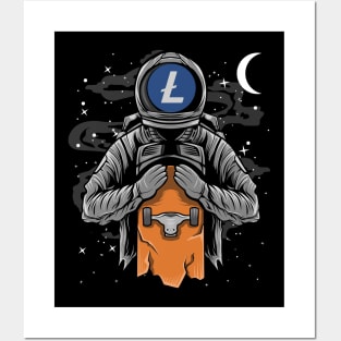 Astronaut Skate Litecoin Lite Coin LTC To The Moon Crypto Token Cryptocurrency Wallet Birthday Gift For Men Women Kids Posters and Art